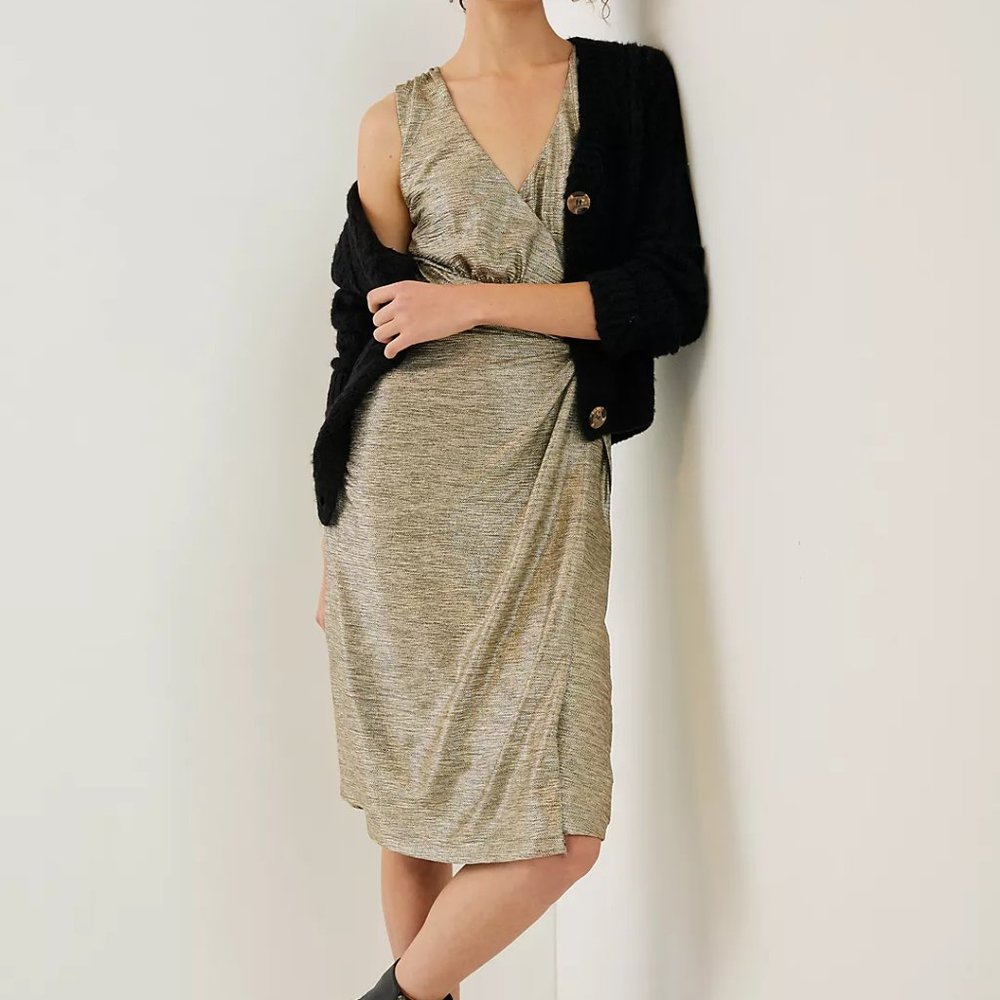 Anthropologie Kari Metallic Midi Dress